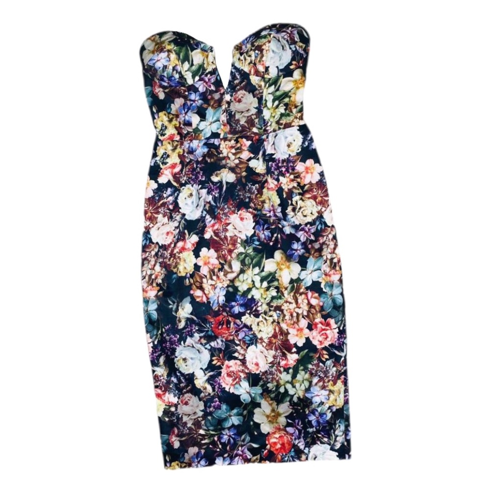 ASOS Colorful Floral Bodycon Structured Tube Top Party Dress